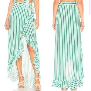 Lovers + Friends Of The Night Skirt Green Stripe  XS